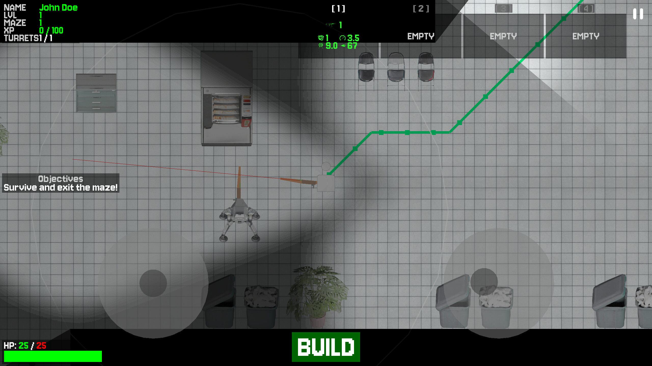 The MAZE Game screenshot showing combat with enemies